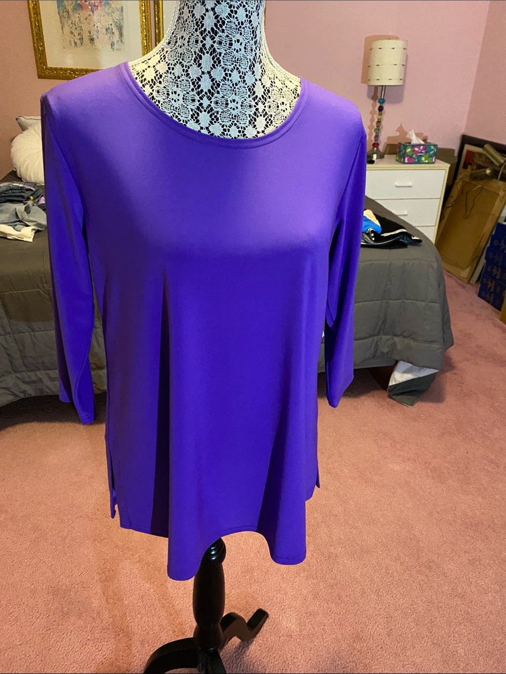 Sympli Purple go to classic 3/4 sleeve ultraviolet